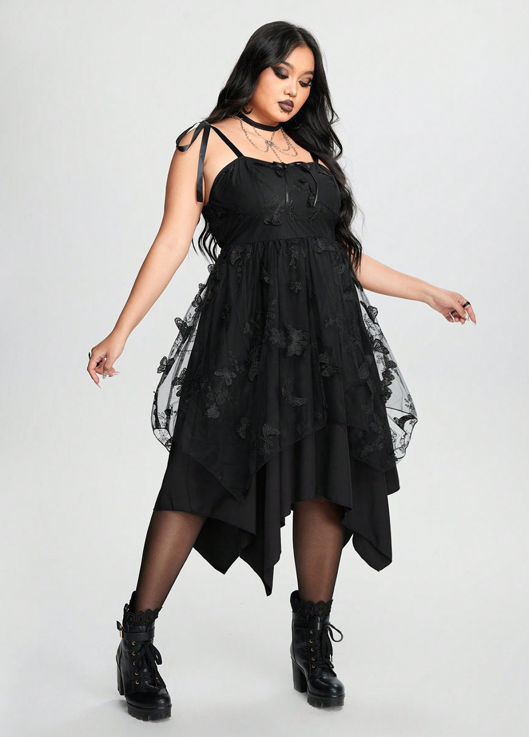 Черное кэжуал, праздничный платье с корсетом, с открытой спиной SHEIN бабочки