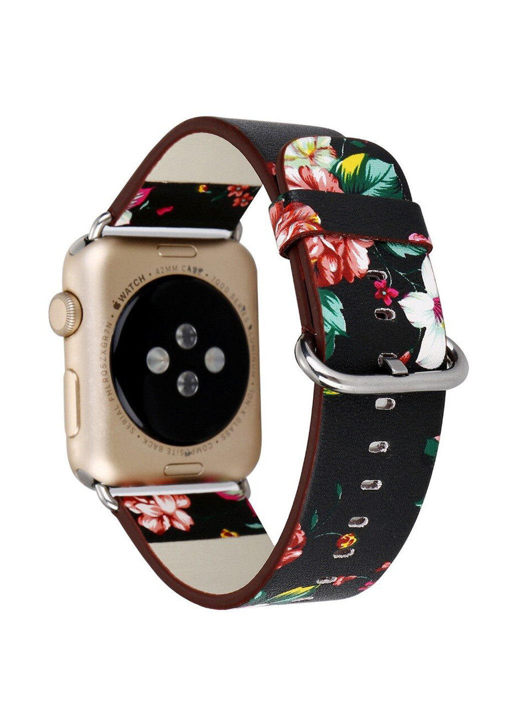 Ремінець для смарт-годин Apple Watch Flowers 38/40 шкіряний з металевими вставками Black XoKo apple watch flowers 38/40 кожаный с металлическими вставками black (156223611)