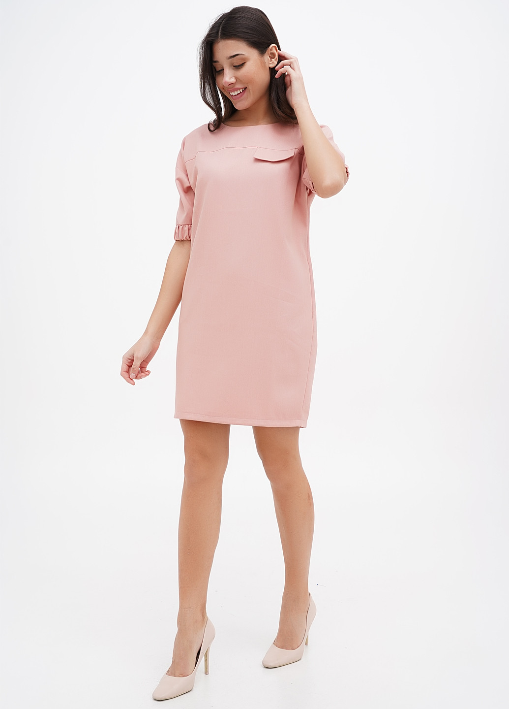 Пудрова кежуал сукня Sassofono однотонна