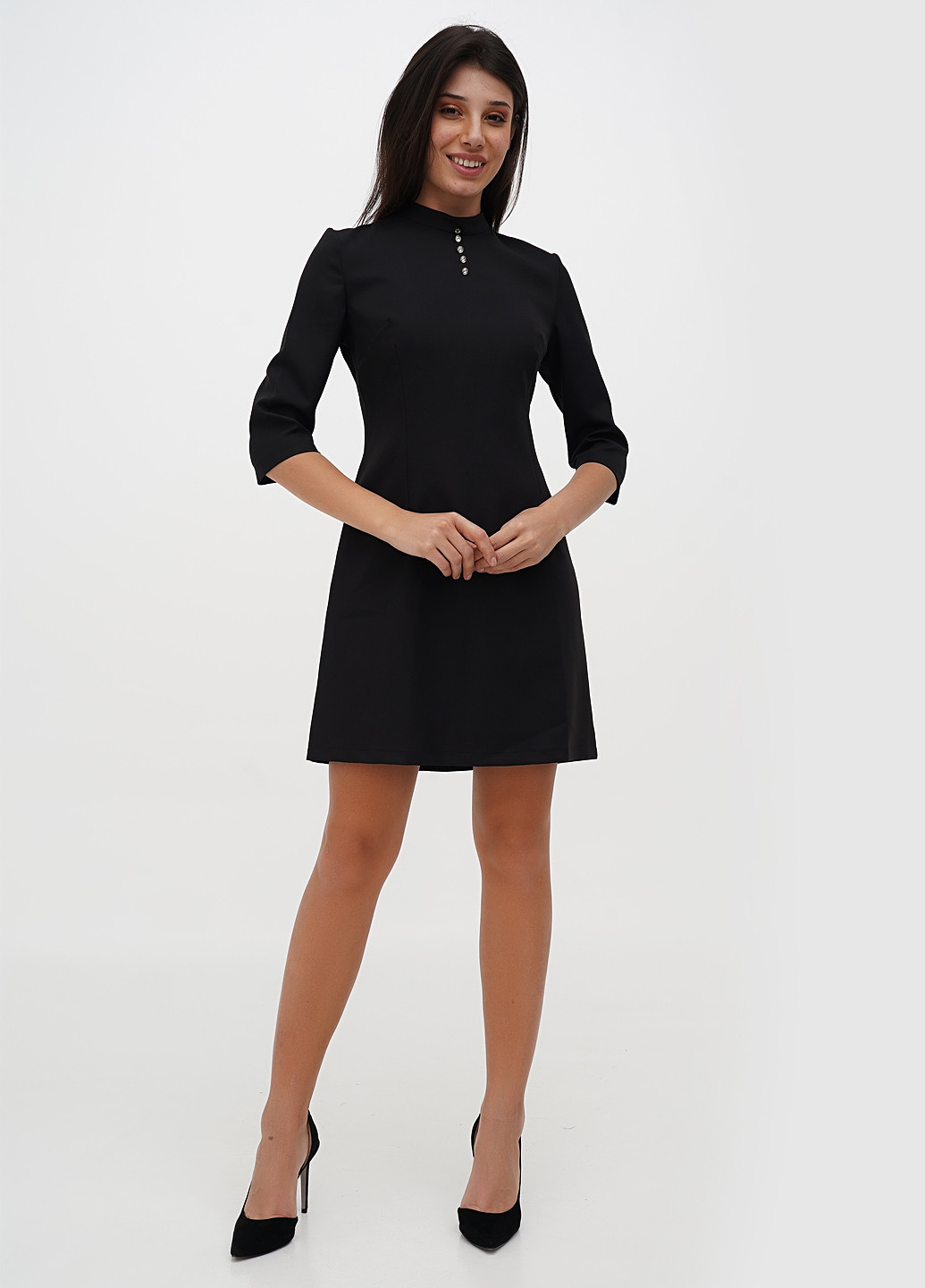 Черное кэжуал платье Sassofono однотонное