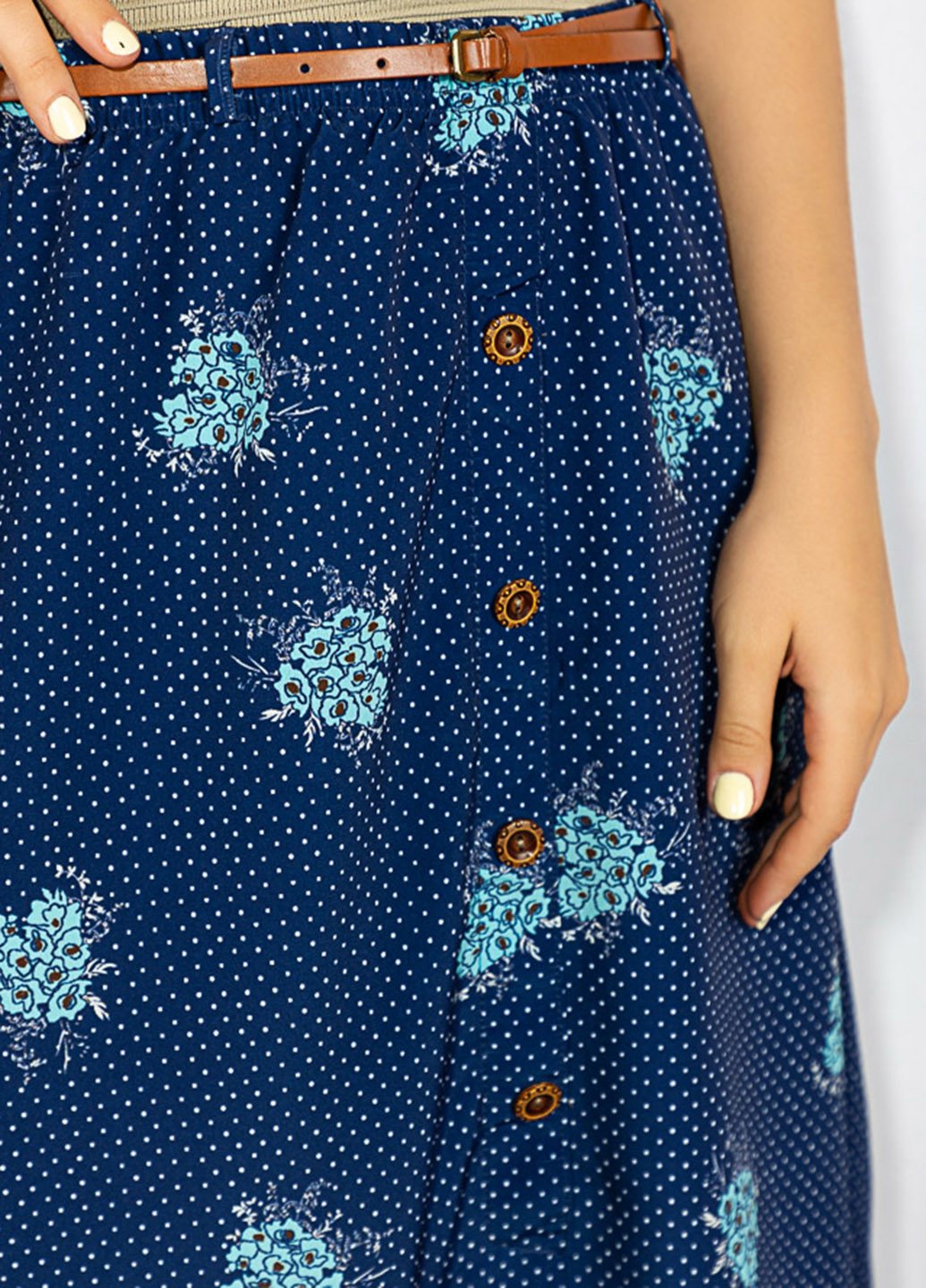 Темно-синяя кэжуал в горошек юбка Time of Style