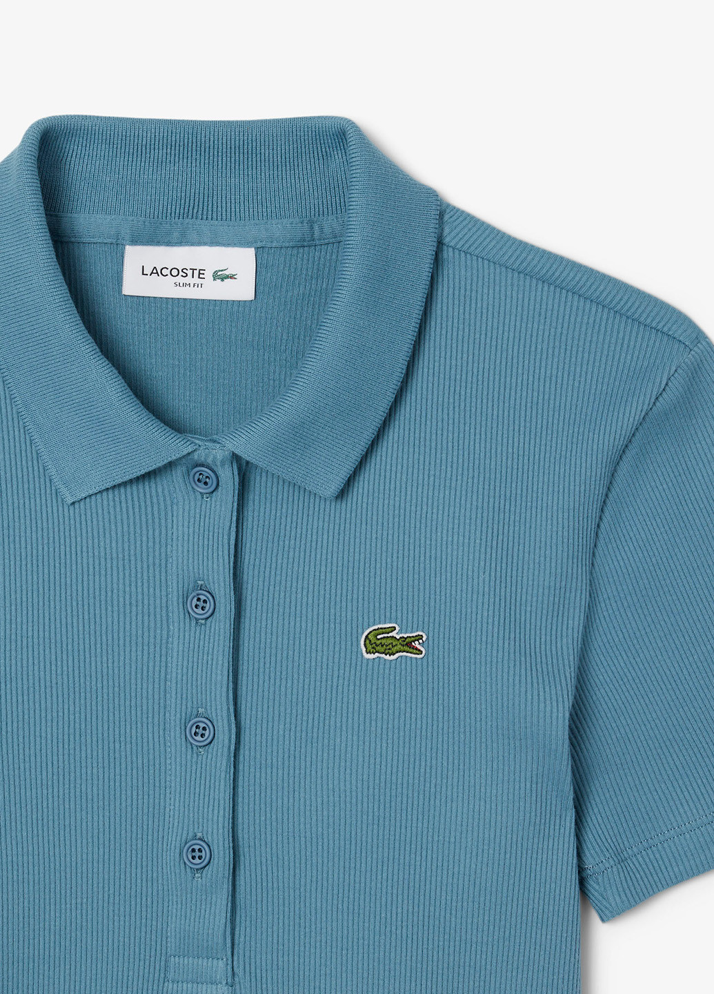 Темно-голубой женская футболка-поло Lacoste однотонная