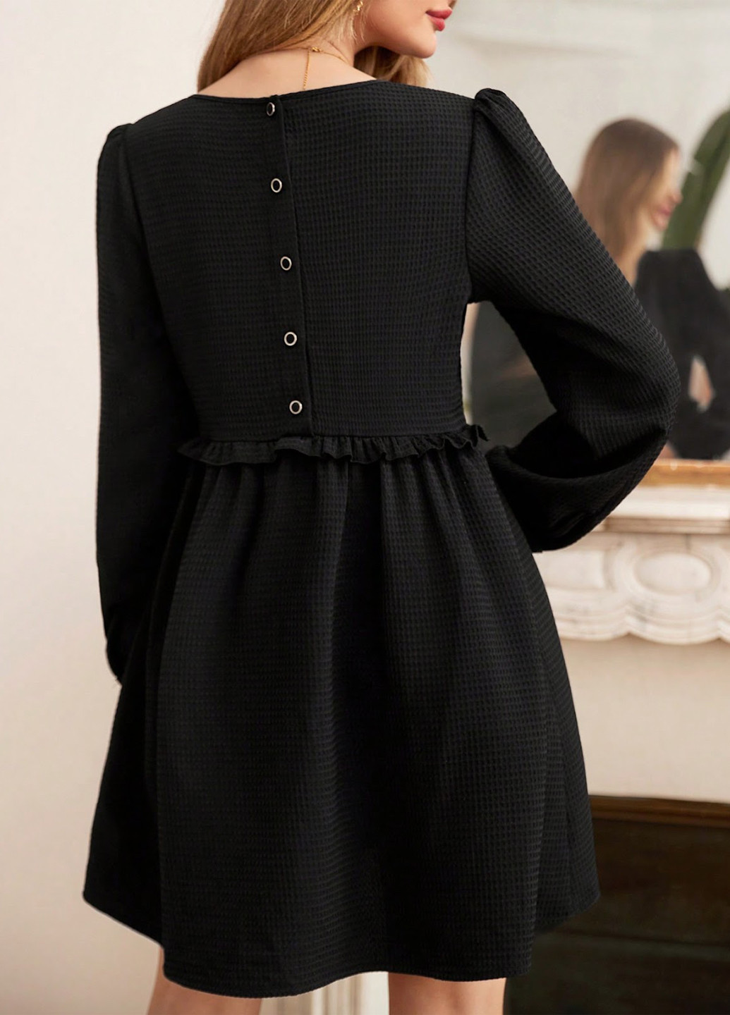 Чорна вечірня, кежуал сукня кльош SHEIN однотонна