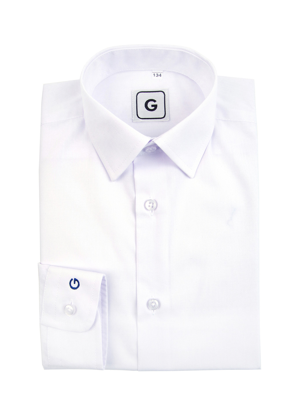 Белая кэжуал рубашка однотонная Giamo с длинным рукавом