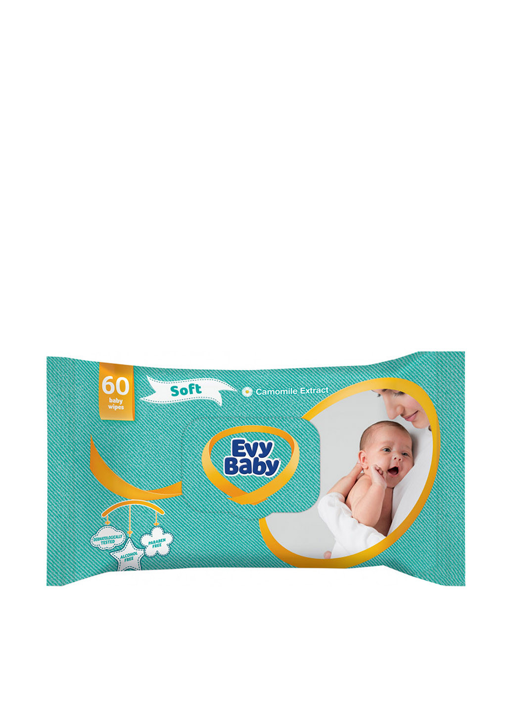 Вологі серветки для дитячої шкіри Soft Camomile Extract (60 шт.) Evy Baby (162580979)