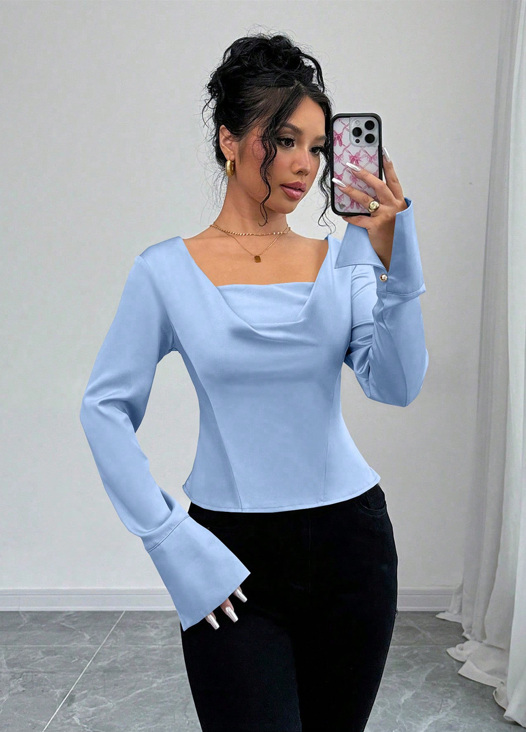 Блакитна блуза SHEIN