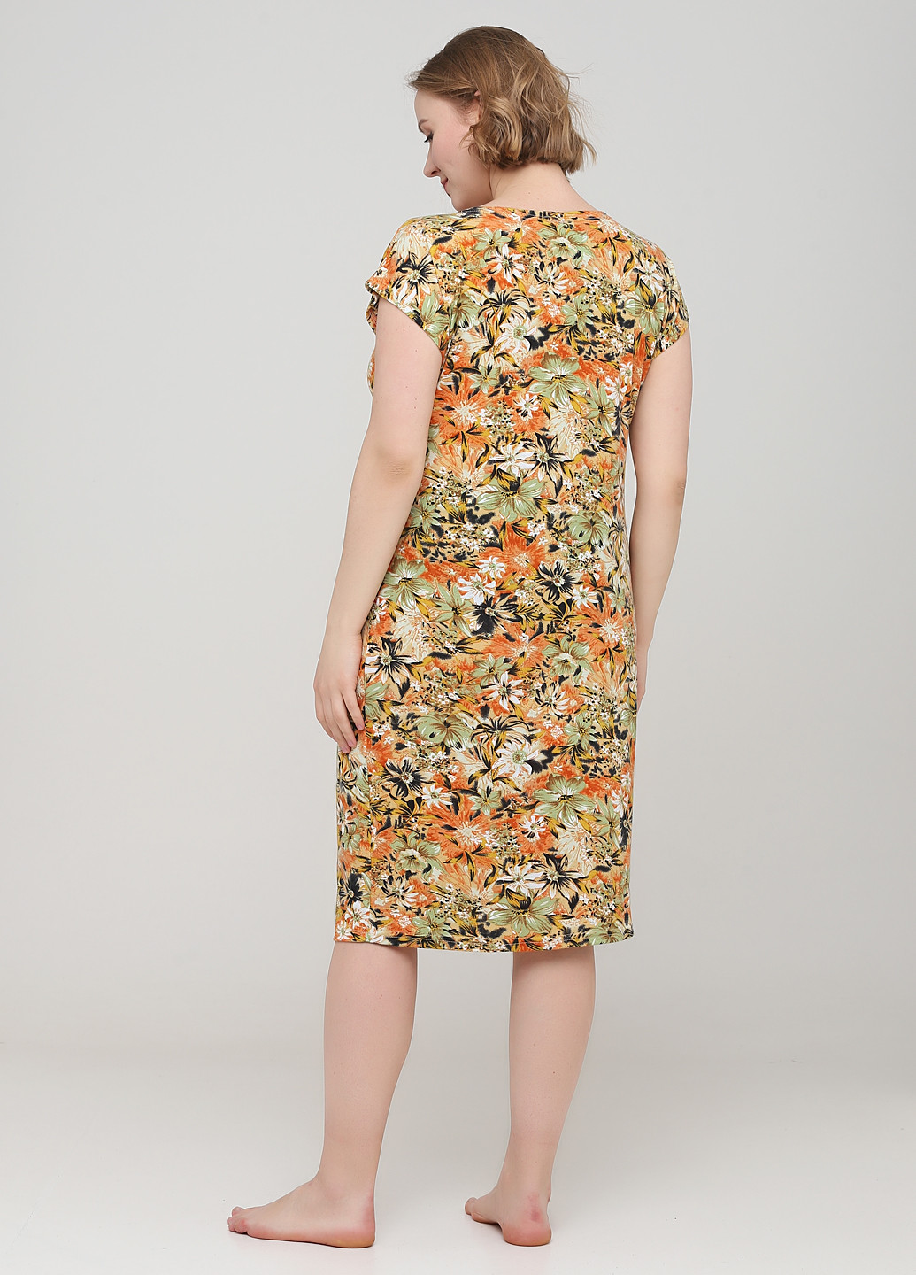 Комбинированное домашнее платье Трикомир с цветочным принтом