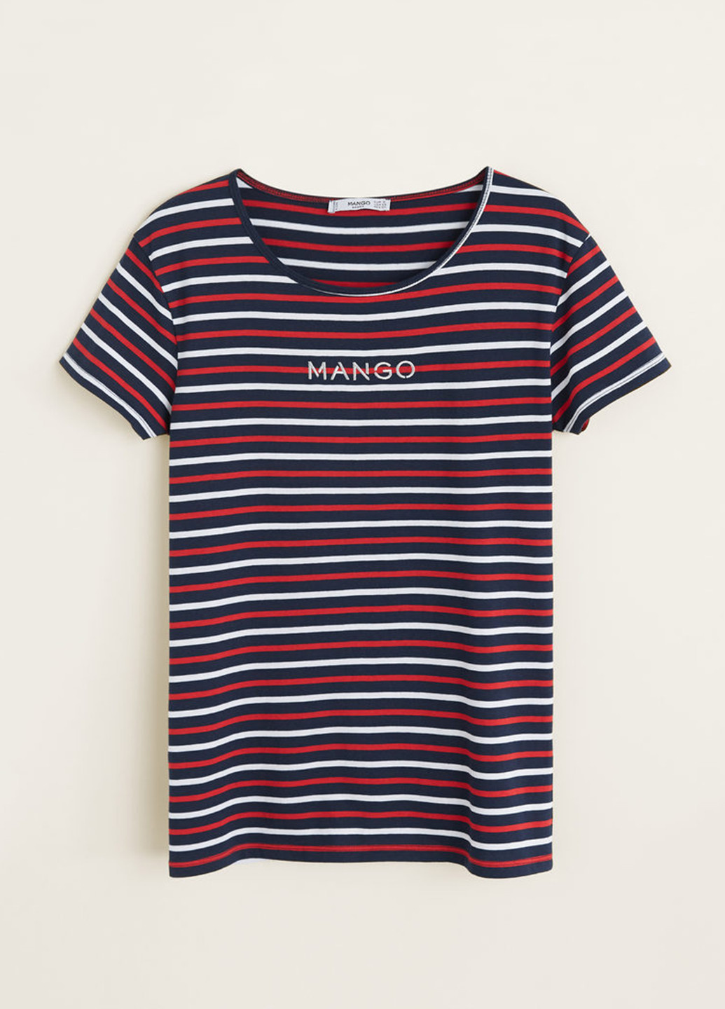 Темно-синяя летняя футболка Mango