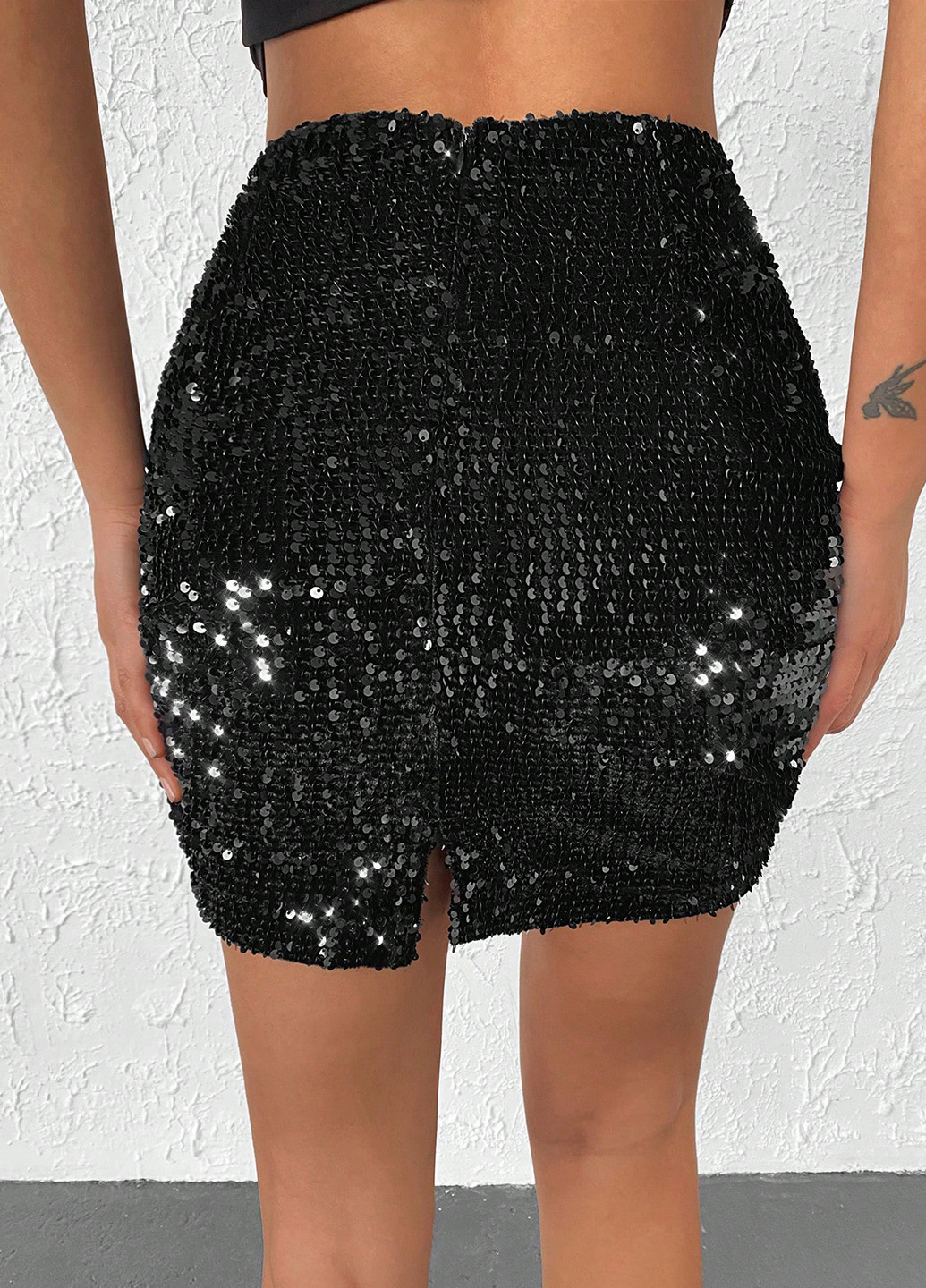 Черная кэжуал однотонная юбка SHEIN