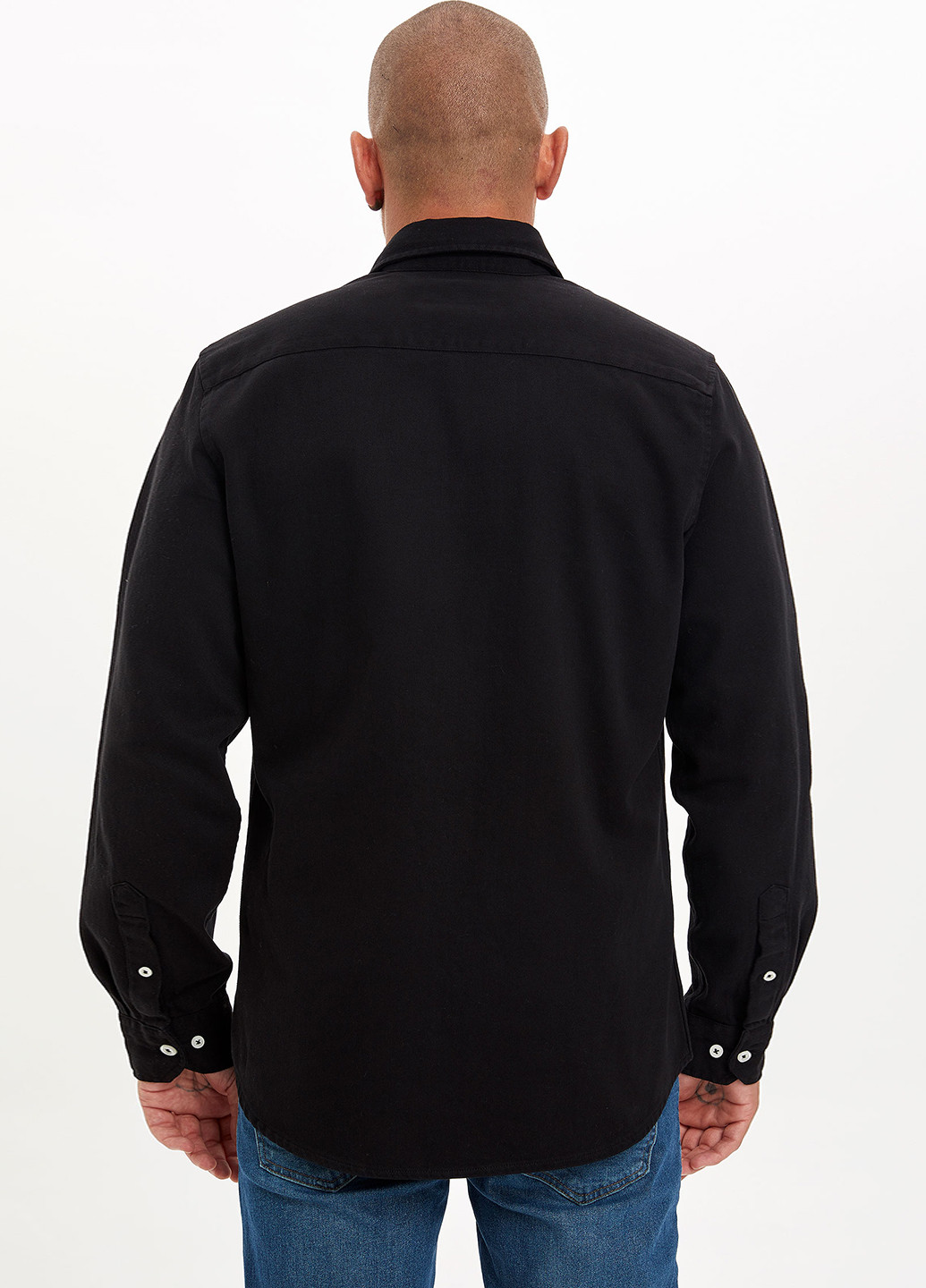 Черная кэжуал рубашка DeFacto с длинным рукавом