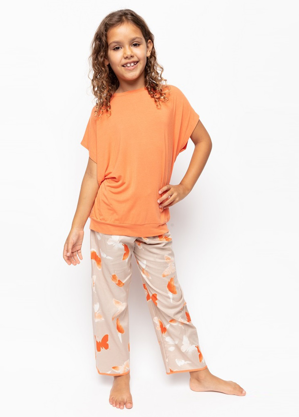 Оранжевая всесезон пижама (футболка, брюки) футболка + брюки Cyberjammies