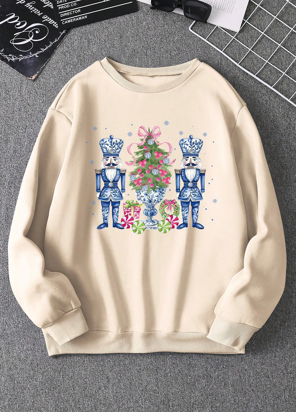 Бежевий світшот SHEIN малюнок без декору (332811586)