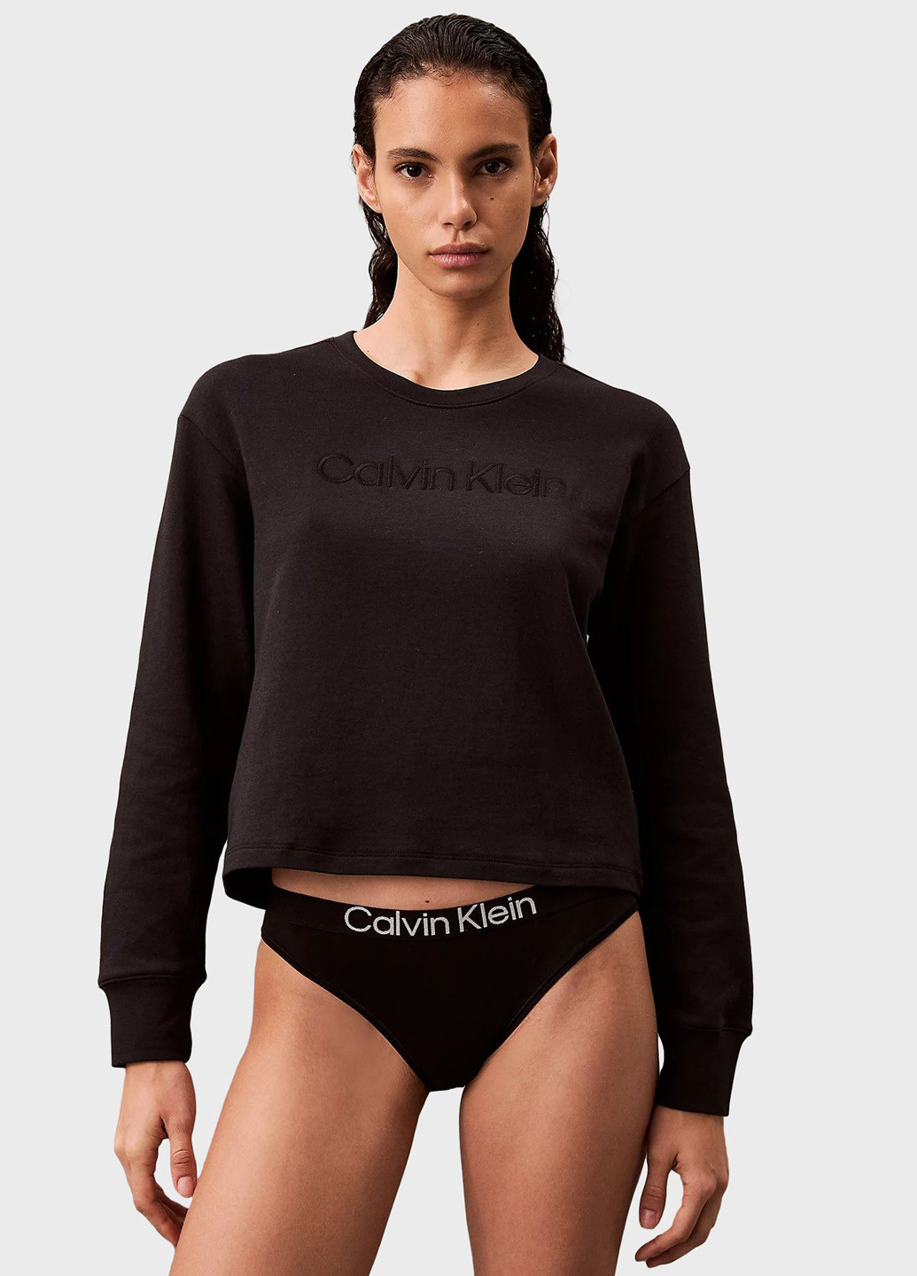 Черный свитшот Calvin Klein логотип вышивка (366424610)