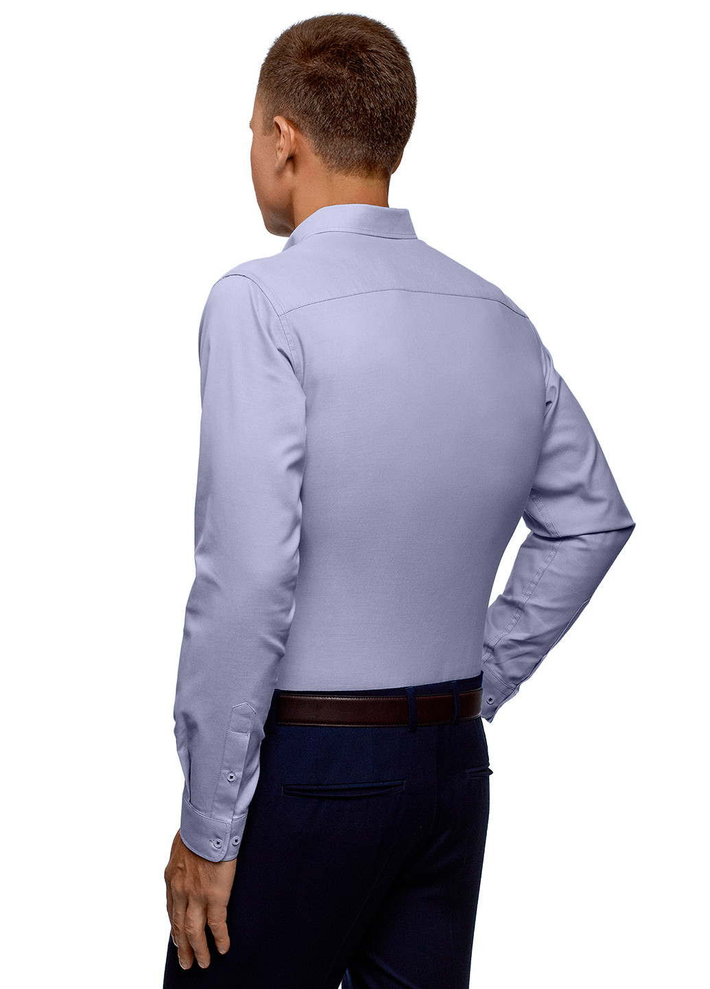 Бледно-лиловая кэжуал рубашка однотонная Oodji с длинным рукавом