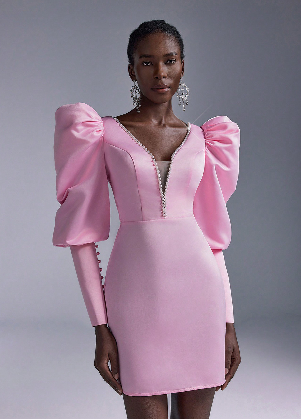 Светло-розовое коктейльное, вечернее платье силуэтная SHEIN однотонное