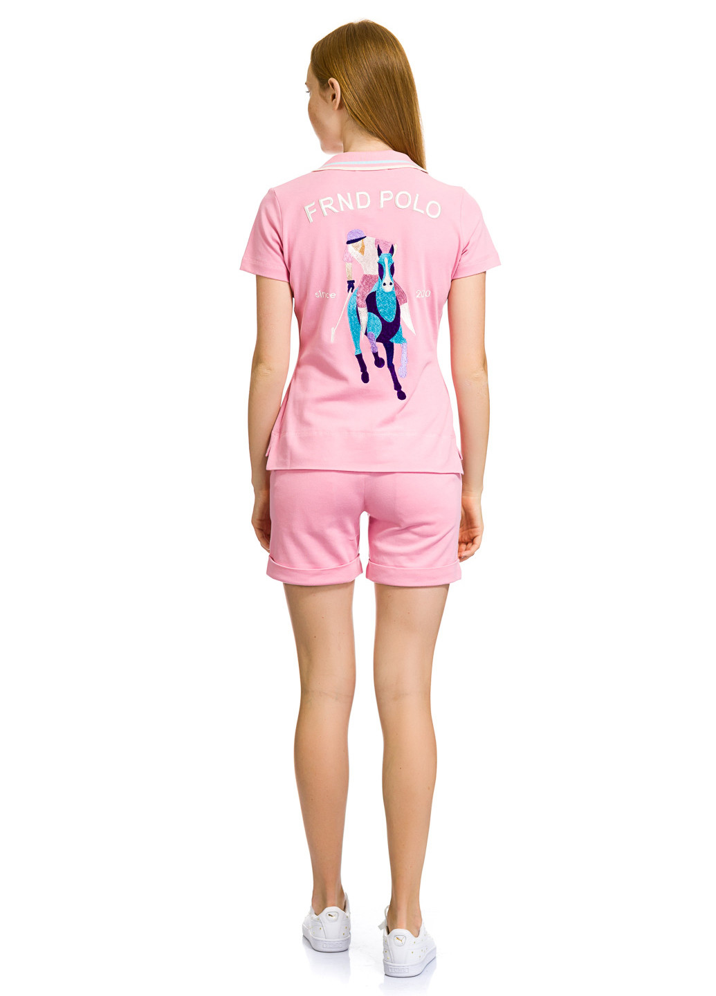 Розовая женская футболка-поло For Friends с рисунком