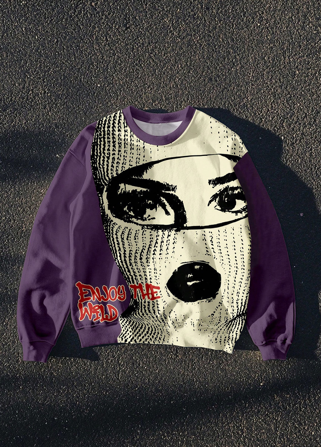 Фиолетовый свитшот SHEIN рисунок без декора (346790380)