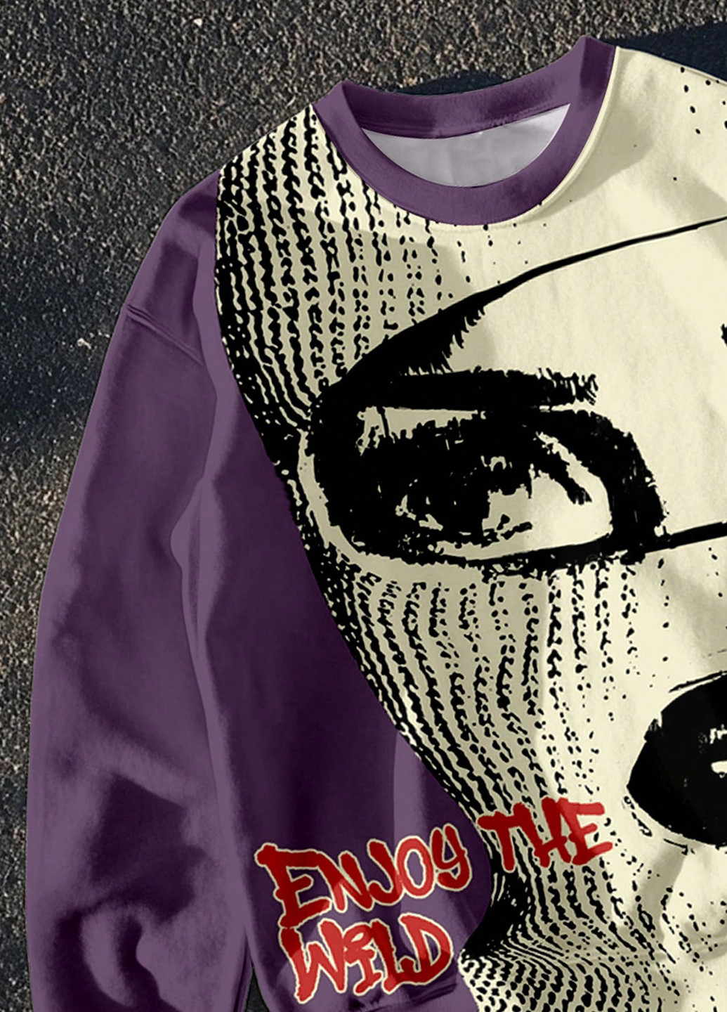 Фиолетовый свитшот SHEIN рисунок без декора (346790380)