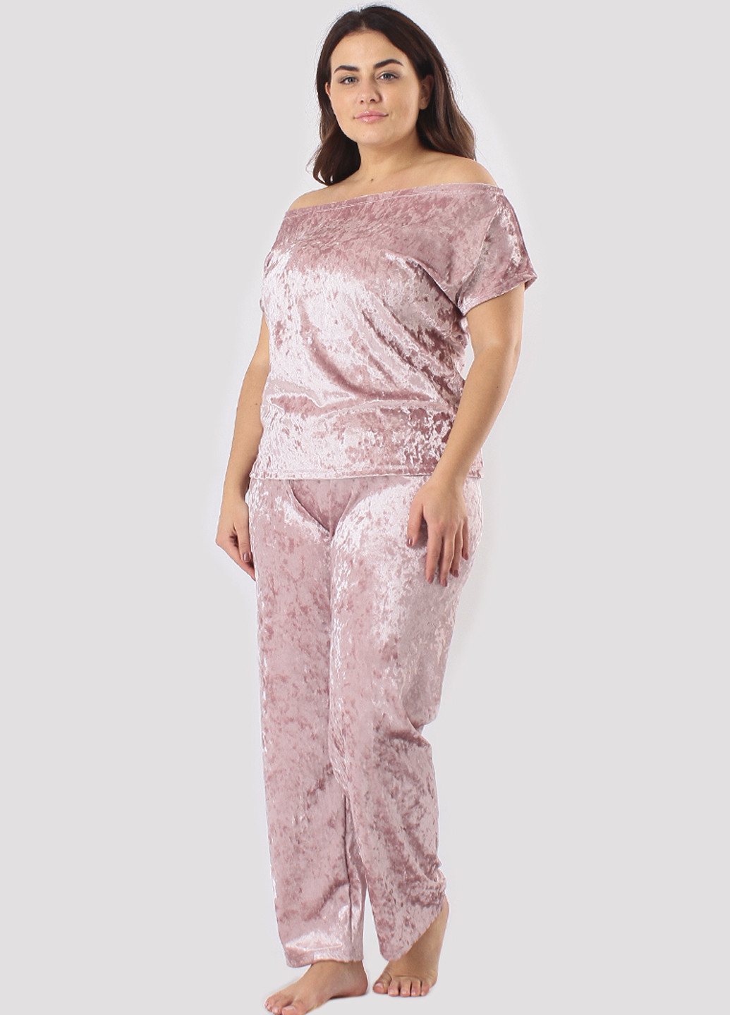 Светло-розовая всесезон пижама (футболка, брюки) футболка + брюки Ghazel