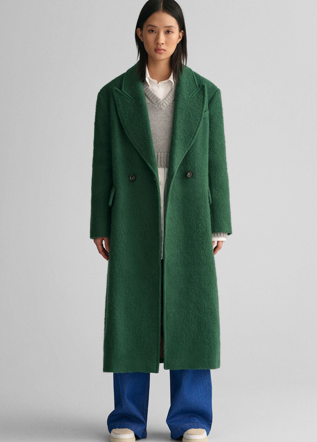 Зеленое демисезонное Пальто двубортное Gant