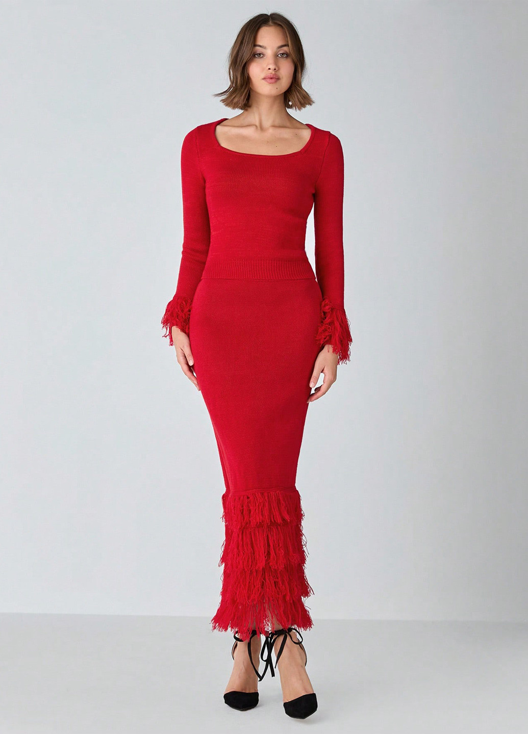 Красная кэжуал, вечерний однотонная юбка SHEIN