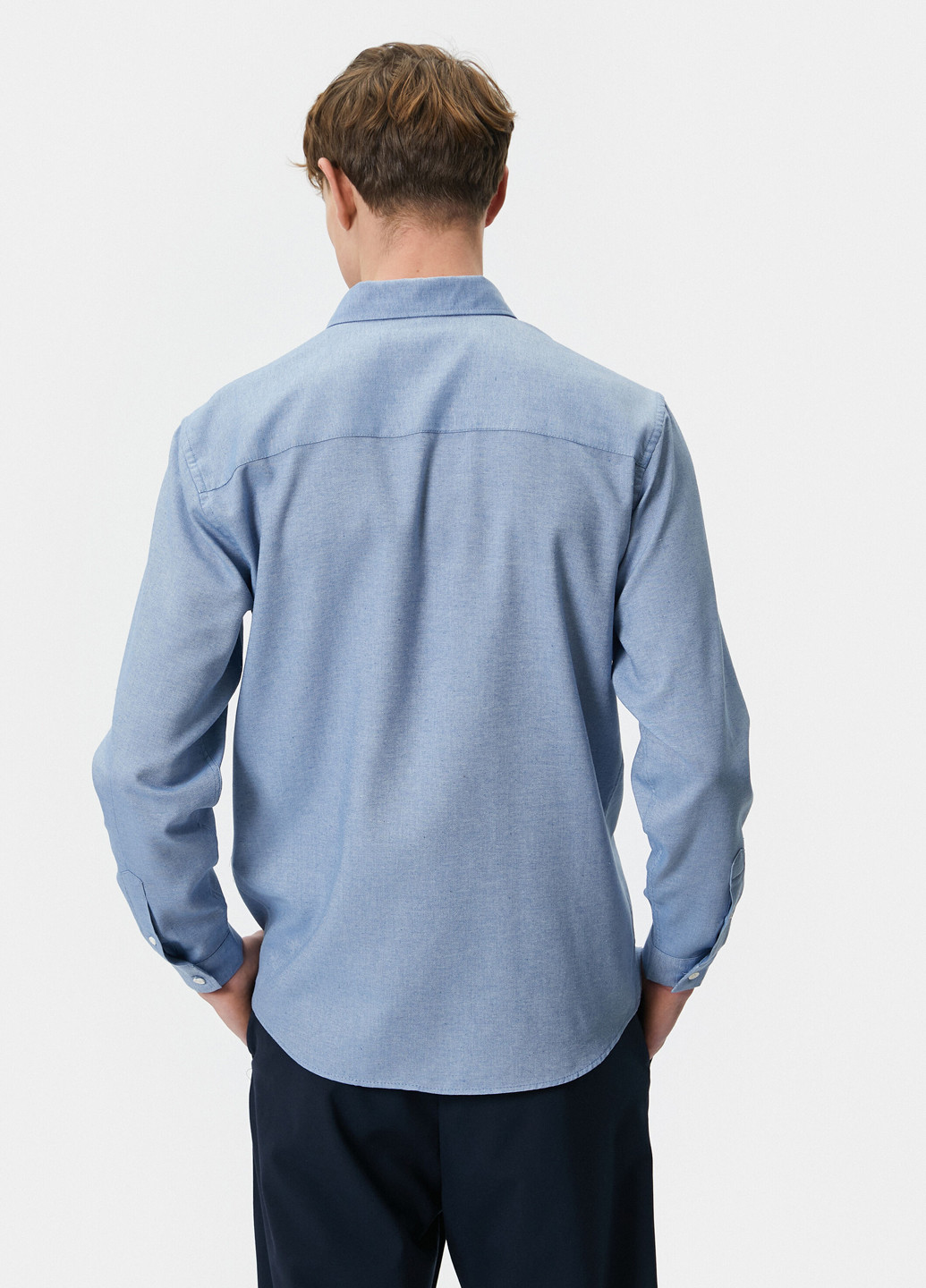 Голубой классическая рубашка однотонная KOTON