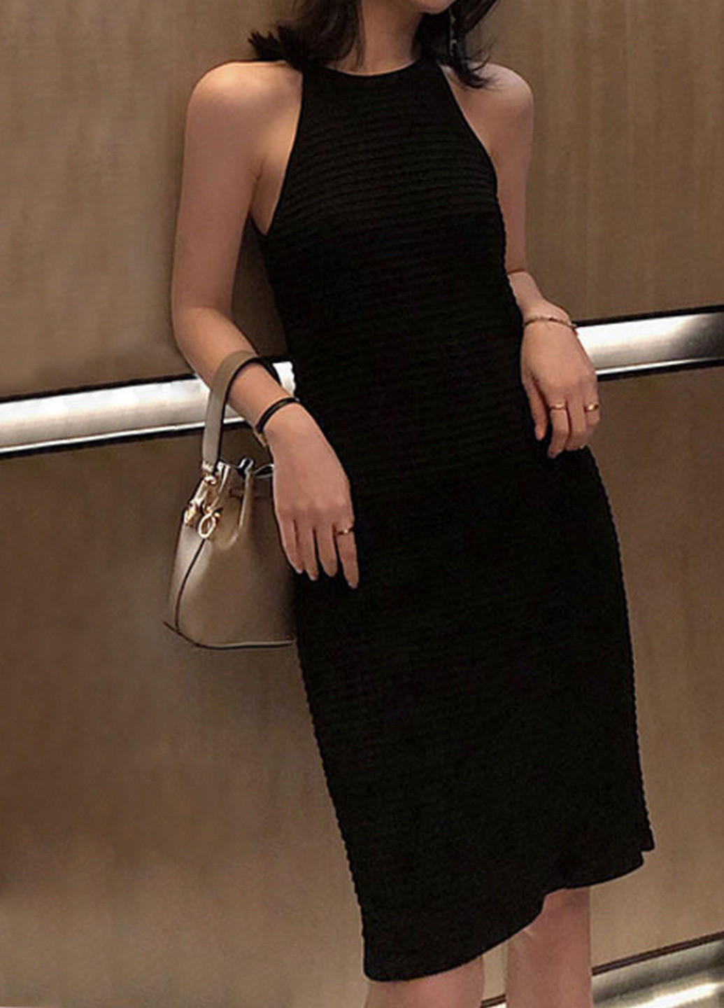 Черное повседневный платье No Brand однотонное