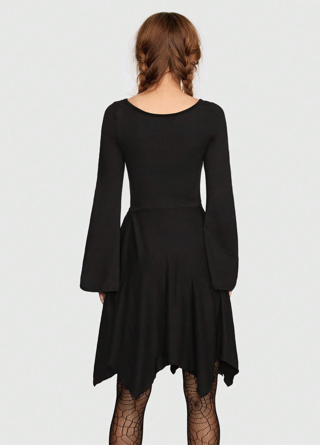 Черное кэжуал платье клеш Romwe однотонное