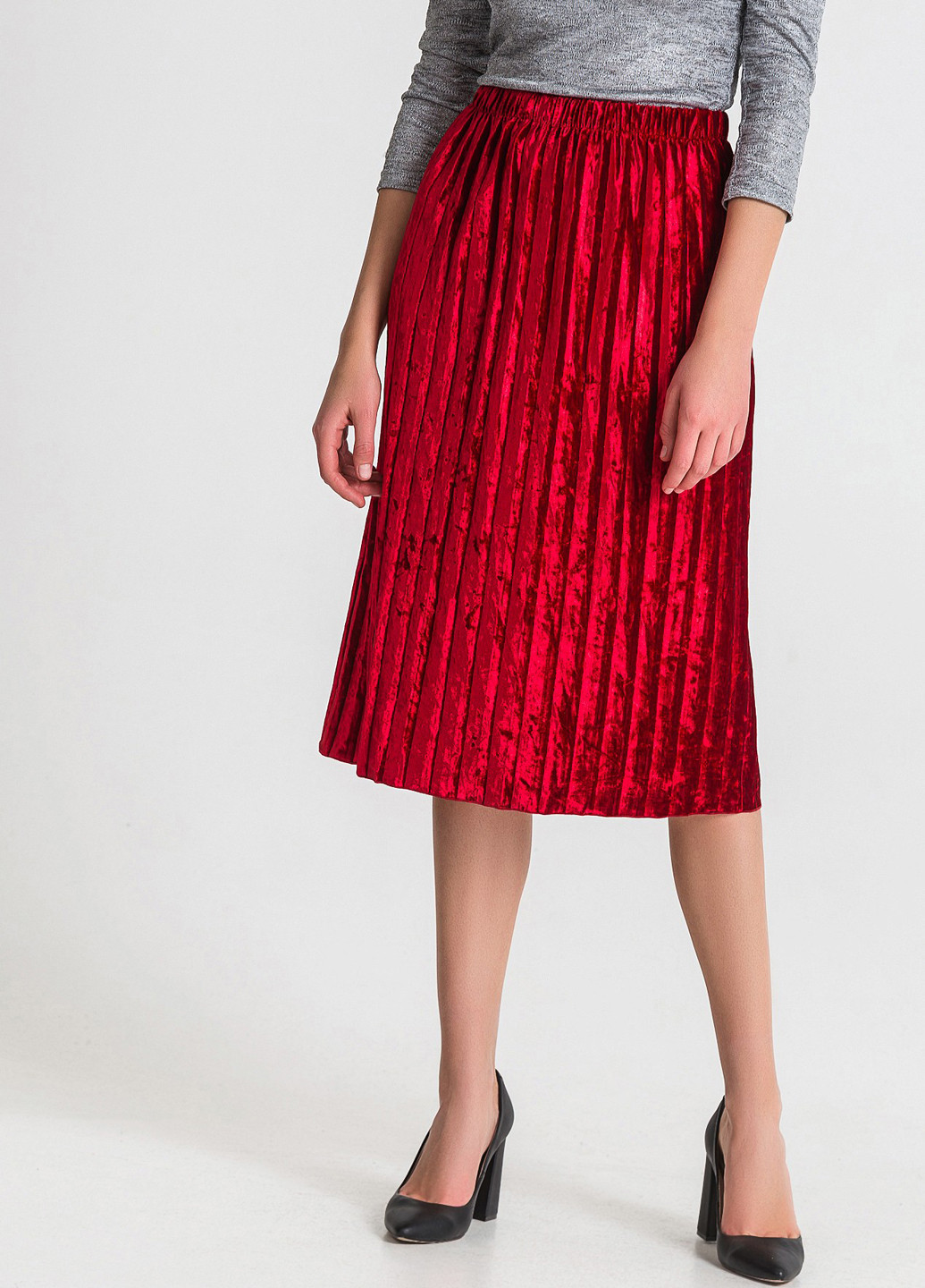 Красная кэжуал однотонная юбка Vovk