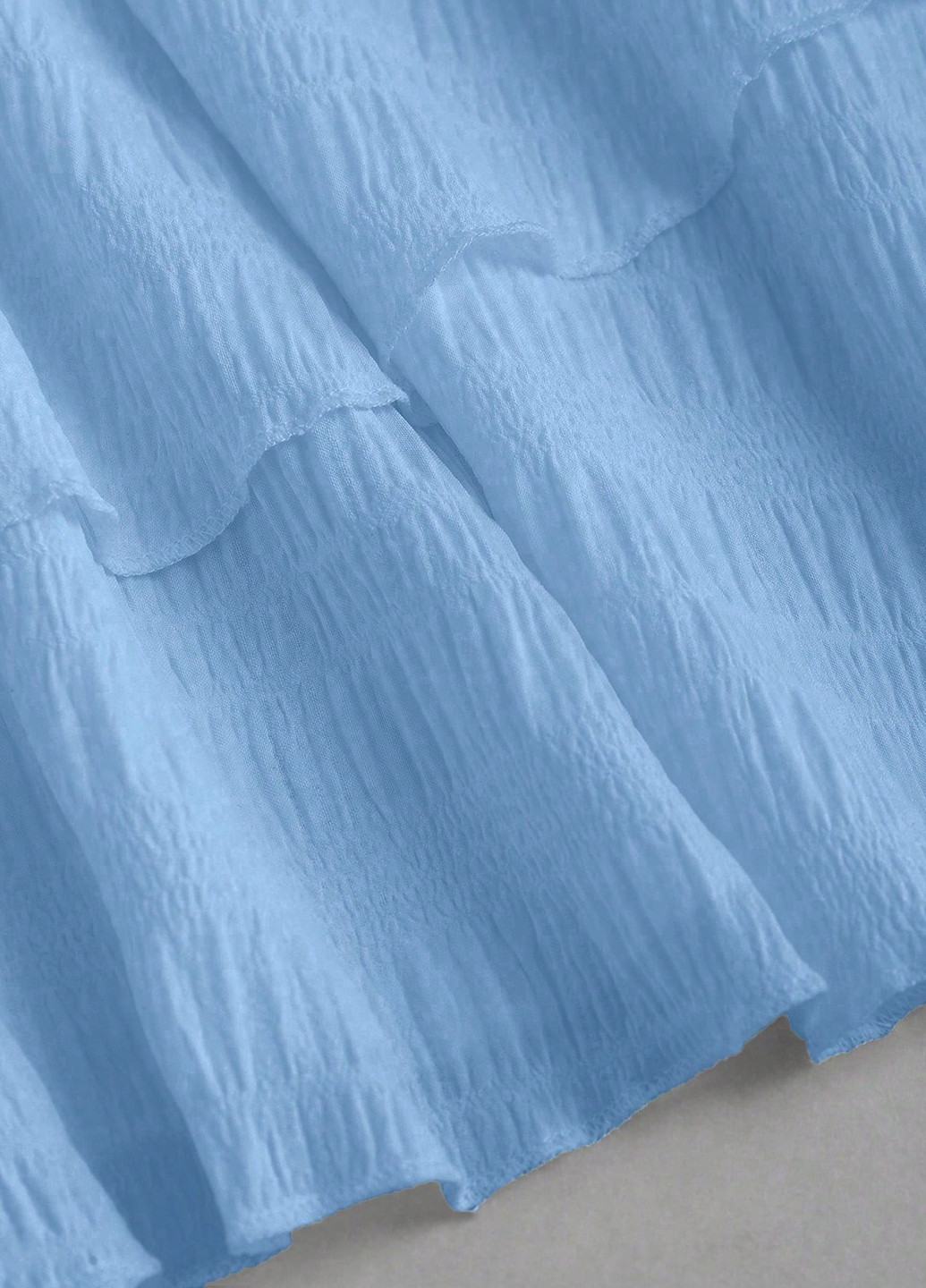 Блакитна кежуал сукня бандо, з відкритими плечима, з спідницею-сонце SHEIN однотонна