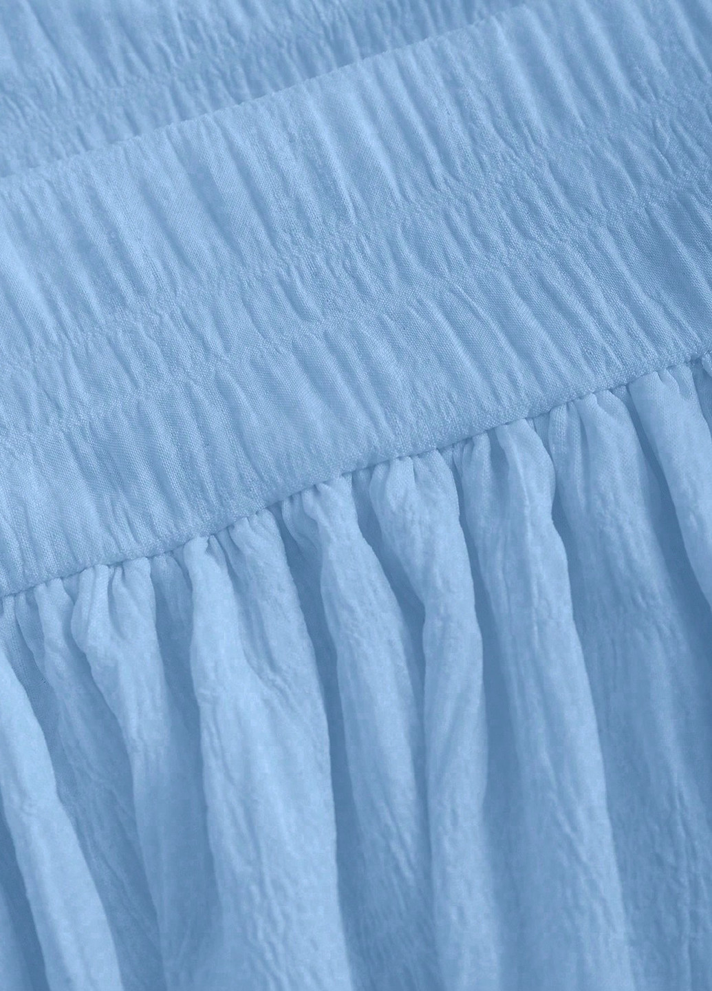 Блакитна кежуал сукня бандо, з відкритими плечима, з спідницею-сонце SHEIN однотонна