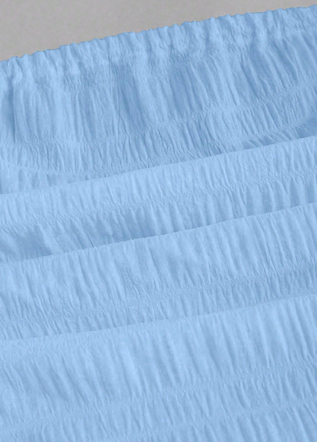 Блакитна кежуал сукня бандо, з відкритими плечима, з спідницею-сонце SHEIN однотонна