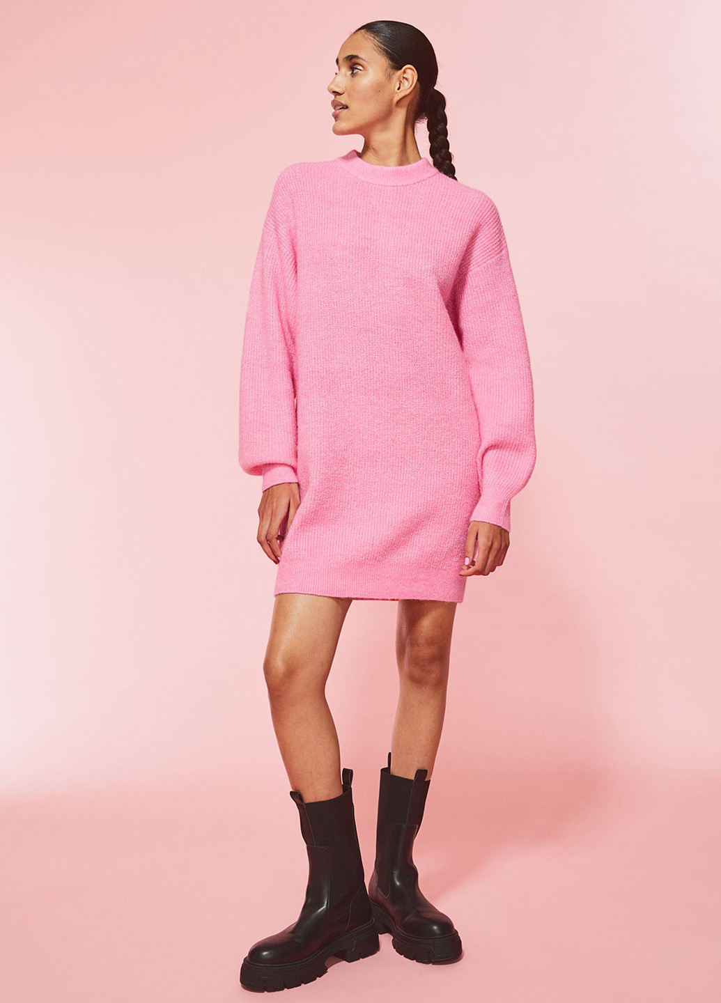 Рожева кежуал сукня сукня светр H&M однотонна