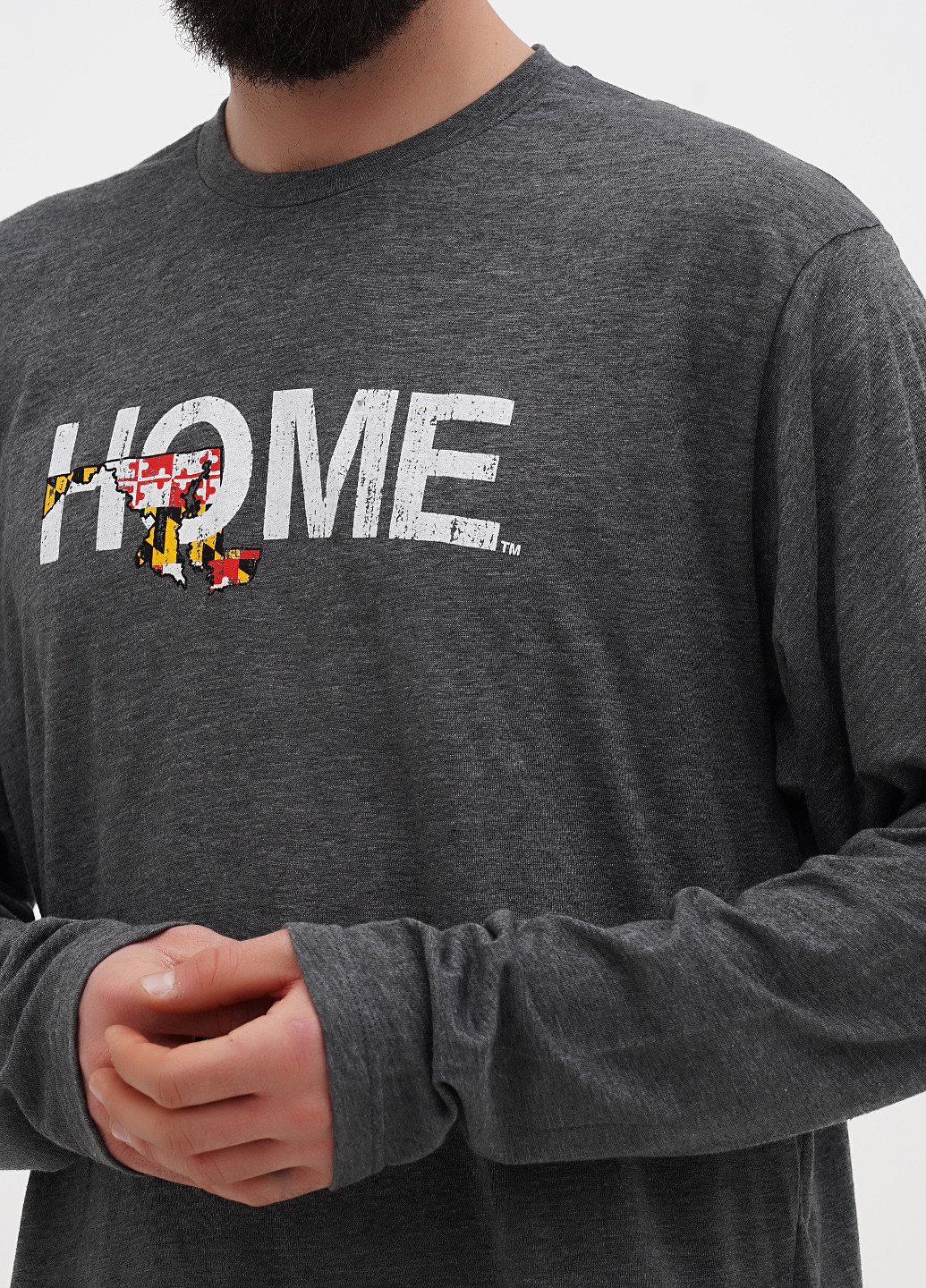 Серый демисезонный кэжуал лонгслив My State Threads с надписями