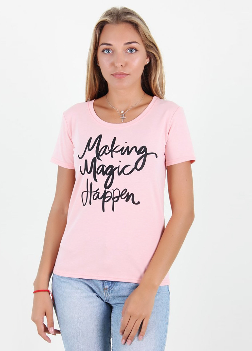 Рожева літня футболка Miss Fashion