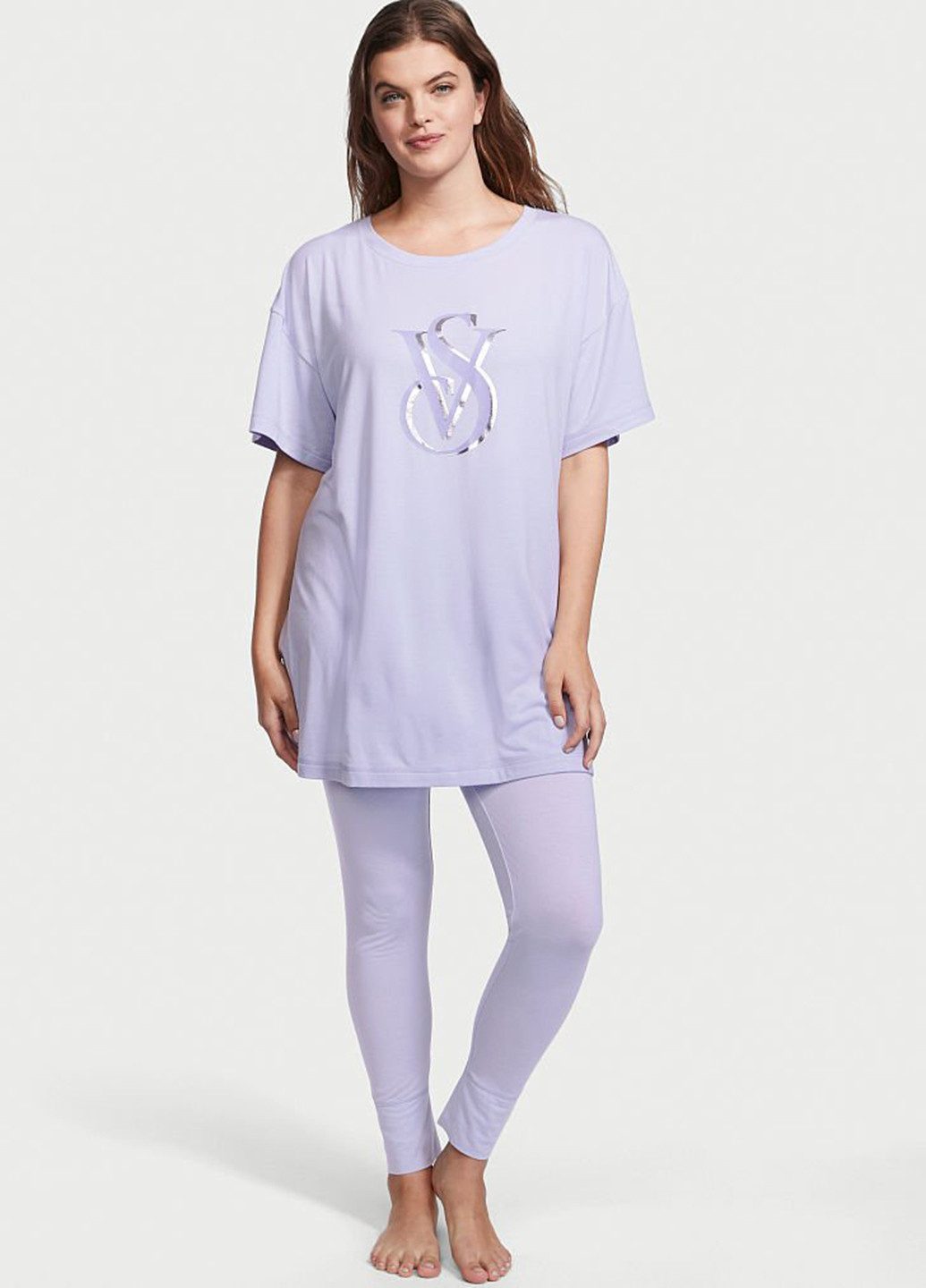 Сиреневая всесезон пижама (футболка, леггинсы) футболка + брюки Victoria's Secret