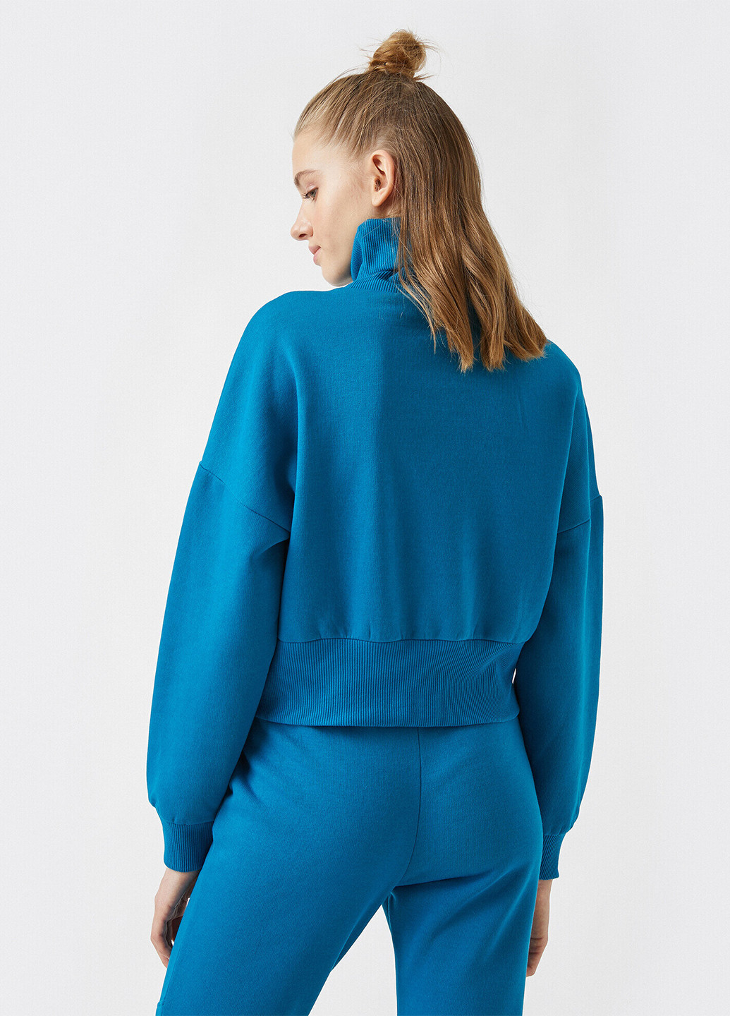 Синий свитшот KOTON цветочный без декора (252403951)