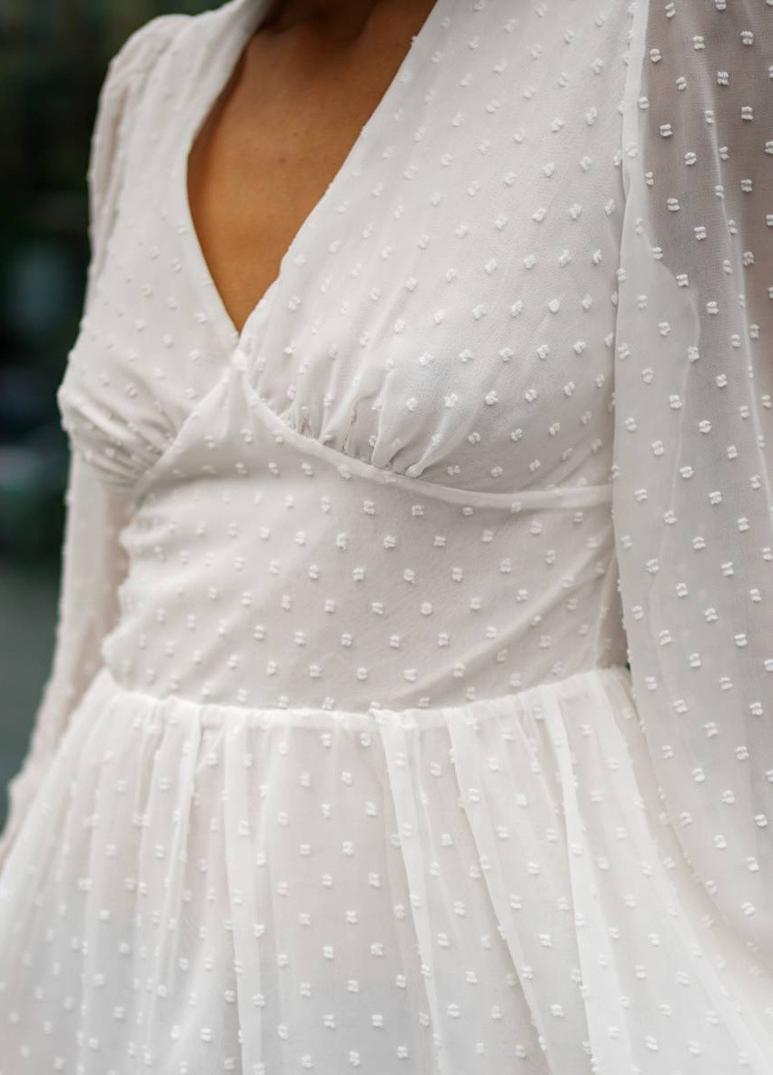 Белое кэжуал платье "" шифоновое romashka, белый, l 13555 Ромашка в горошек