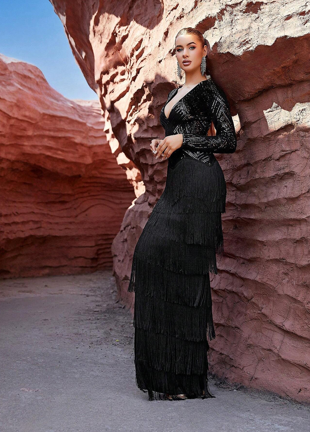 Чорна вечірня сукня SHEIN однотонна