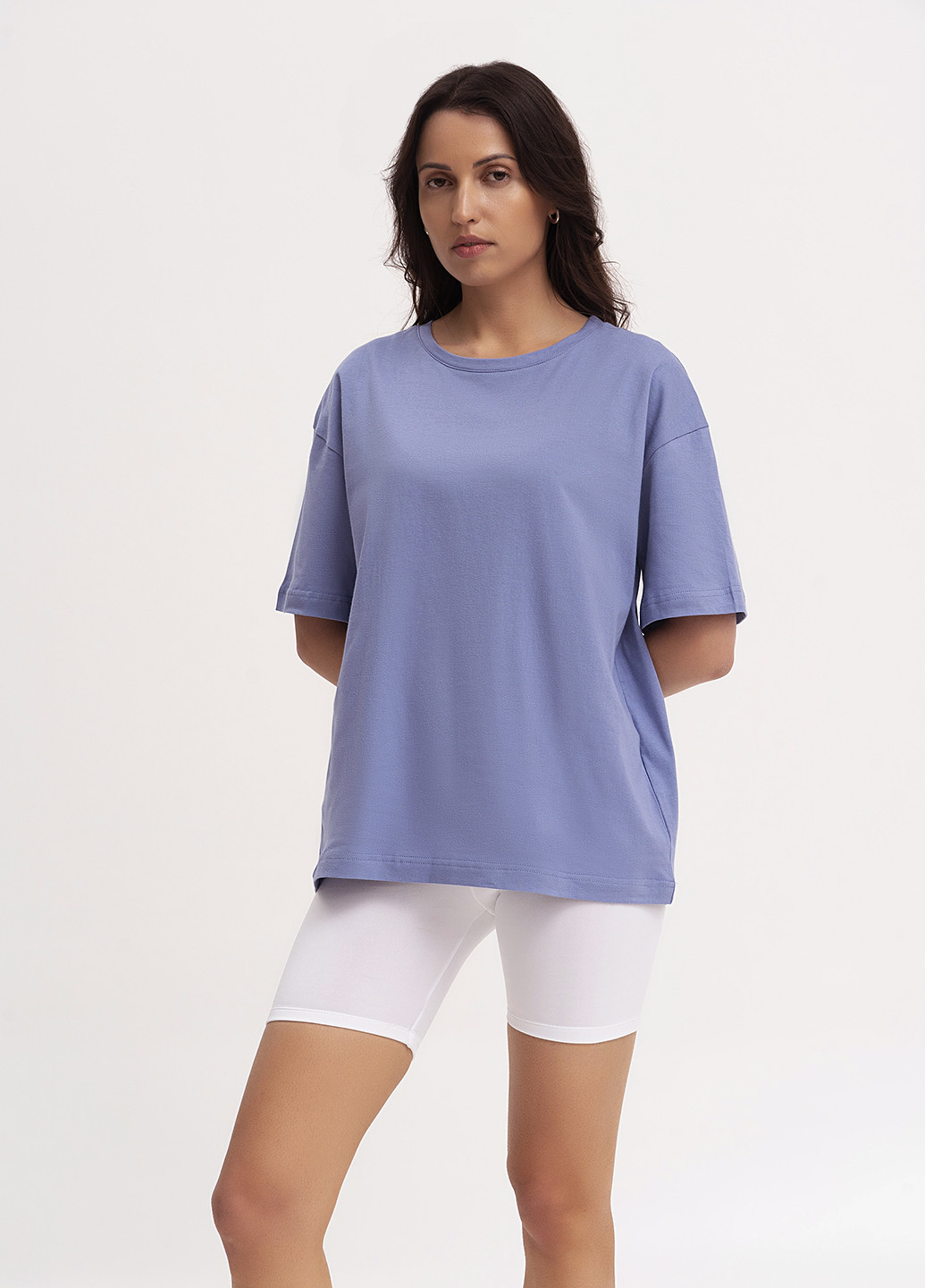 Серо-синяя летняя футболка женская оверсайз KASTA design