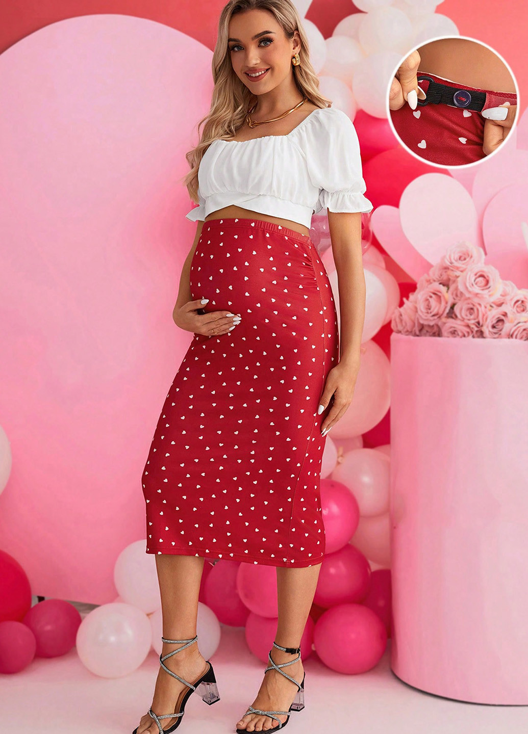 Комбинированный летний комплект для беременных (топ, юбка) SHEIN