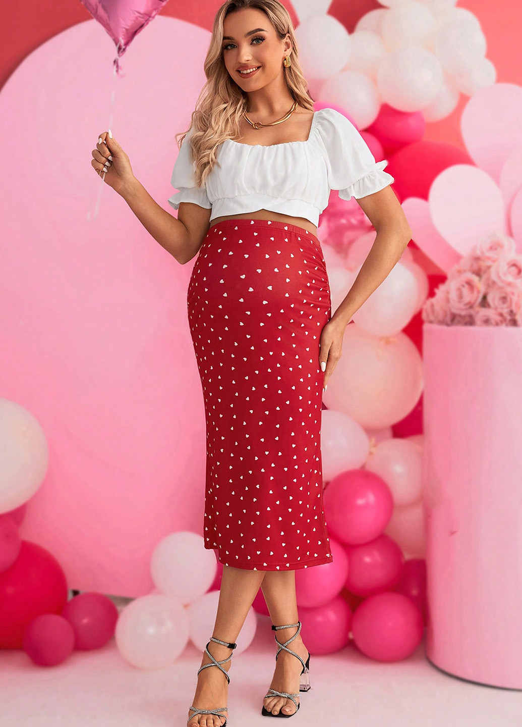 Комбинированный летний комплект для беременных (топ, юбка) SHEIN