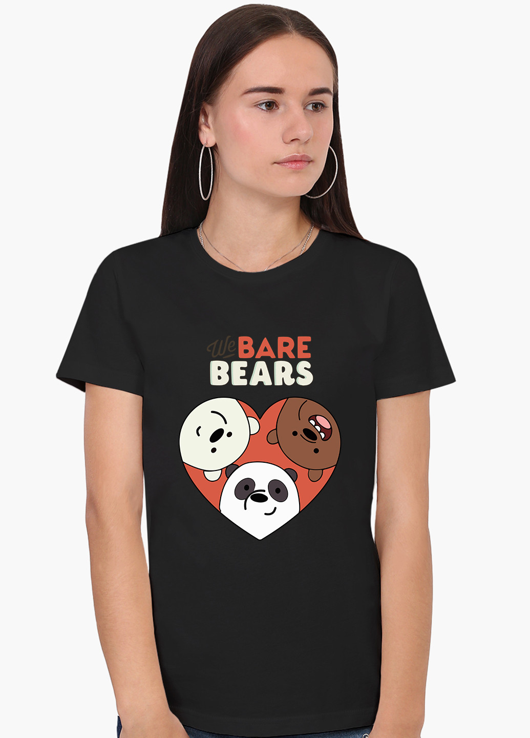 Чорна демісезон футболка жіноча вся правда про ведмедів (we bare bears) (8976-2669) xxl MobiPrint