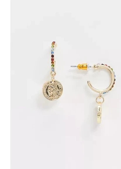 Серьги DESIGN полукольца с золотистыми монетками Asos (252404964)