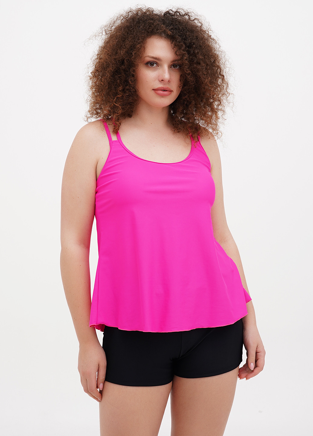 Кислотно-розовый летний купальник (майка, шорты) танкини, раздельный No Brand