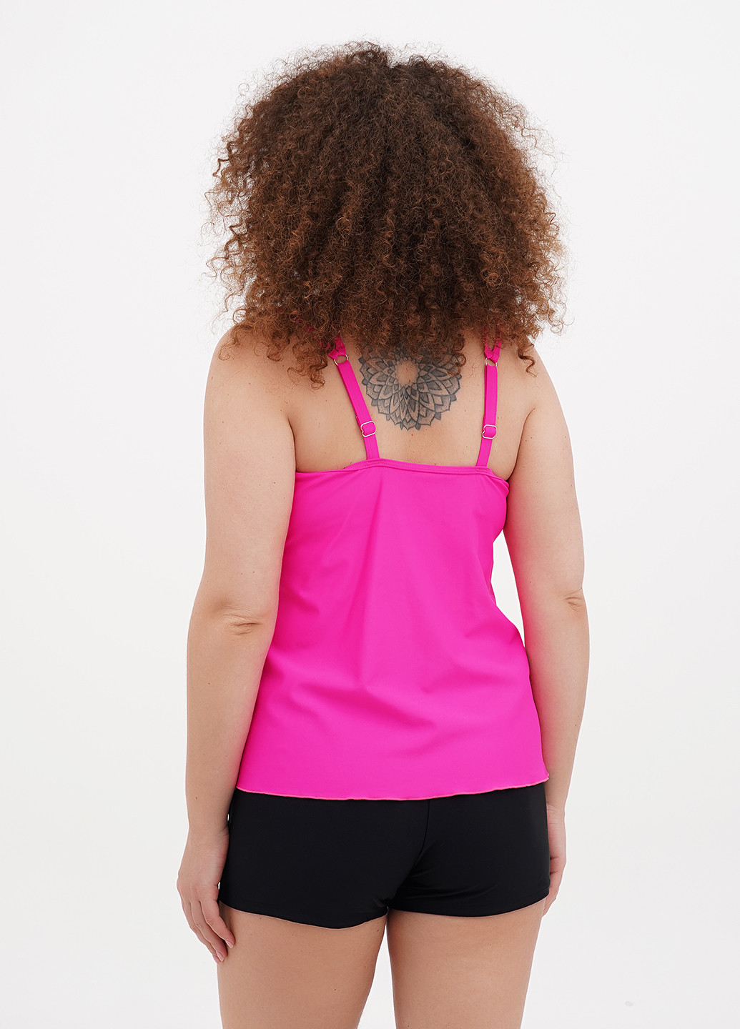 Кислотно-розовый летний купальник (майка, шорты) танкини, раздельный No Brand