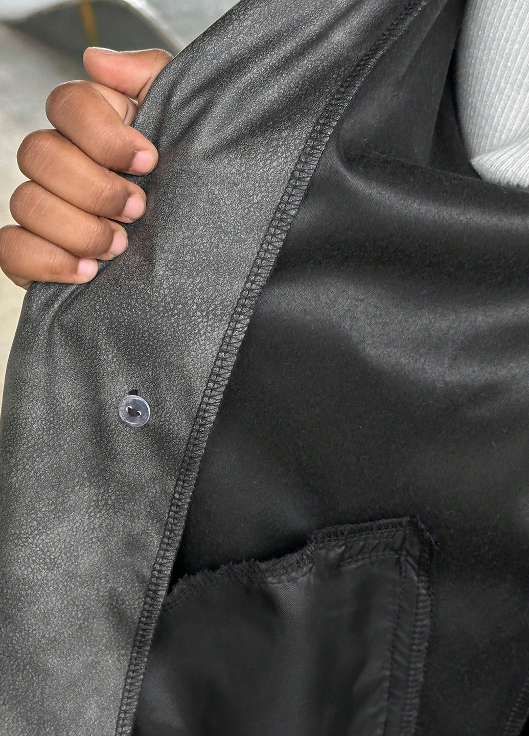 Сіре демісезонне Пальто двобортне SHEIN