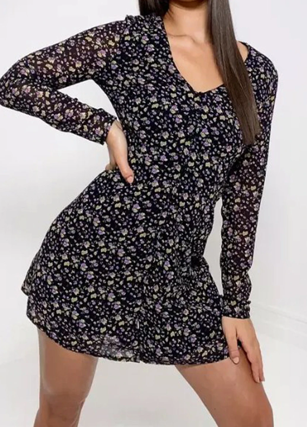 Чорна кежуал плаття, сукня Missguided з квітковим принтом