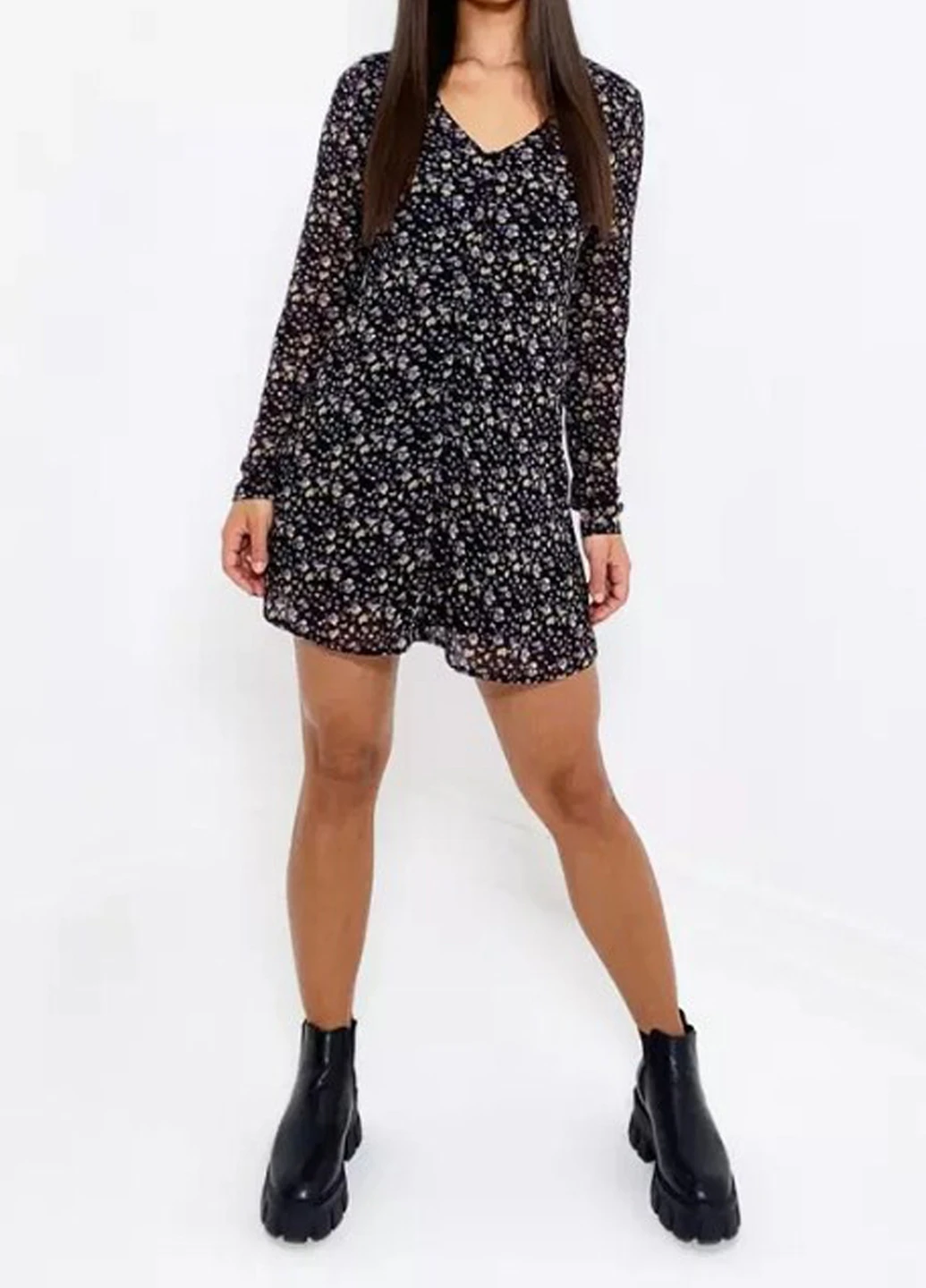 Чорна кежуал плаття, сукня Missguided з квітковим принтом