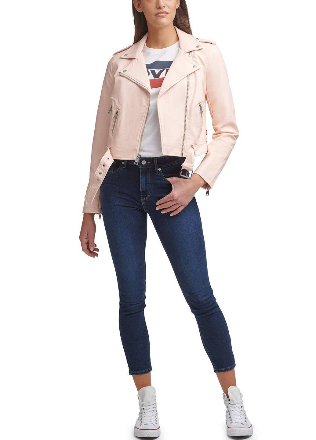 Розовая демисезонная куртка байкерская, косуха Levi's